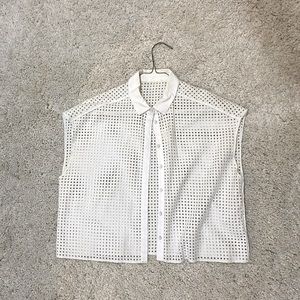 White cotton structured women’s top, size M